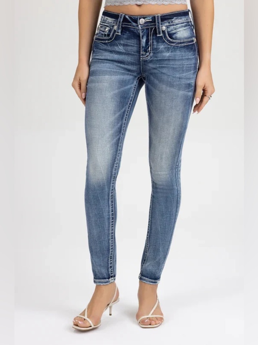 Miss Me Distressed Blue Skinny Jeans